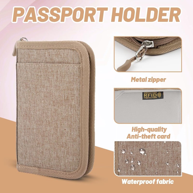 EPIMA Passport Holder for Travel Essentials, RFID Blocking Protector Passport Wallets, Passport Document Organizer Case for Travel Must Have, Passport Book for Women, Couple, Family Cards, Tickets, ID, Cash - Image 3